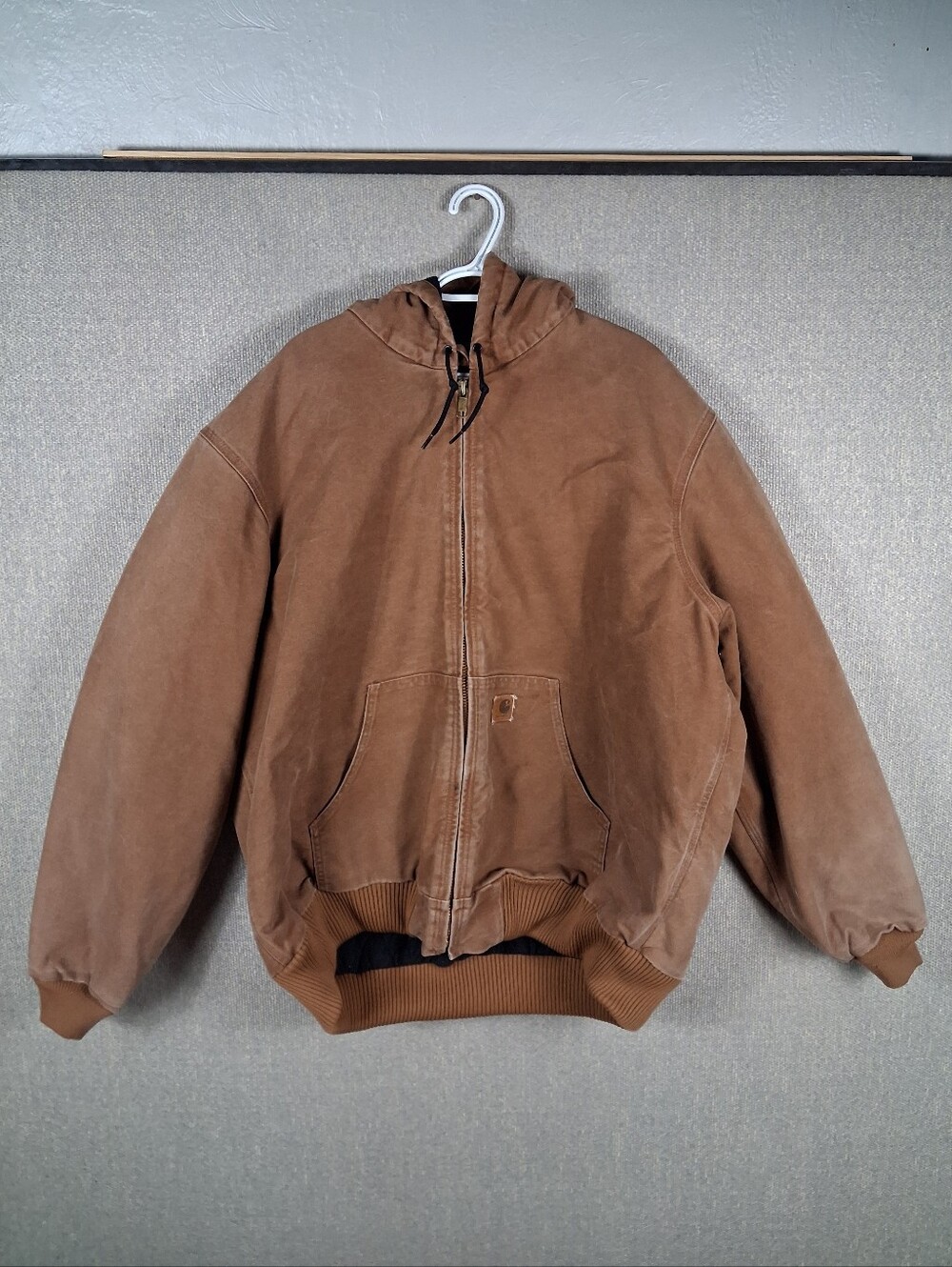 Carhartt Active Jacket Mens Size 2XL Tall Brown Canvas Full Zip Hooded Workwear